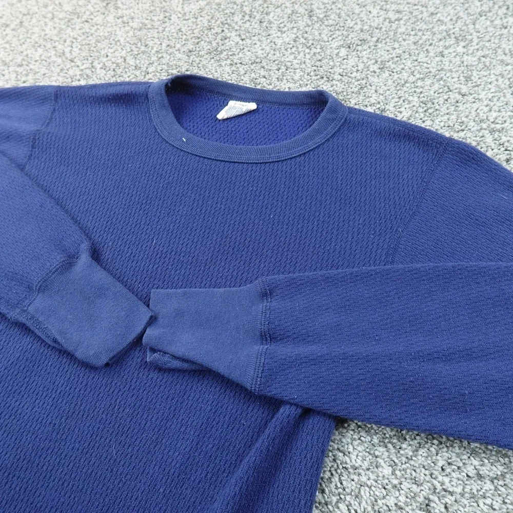 VTG JE Morgan Shirt Mens L Blue Waffle Knit Thermal Long Johns Underwear Top USA